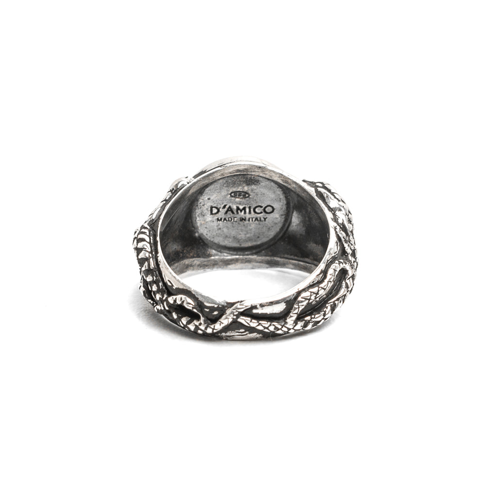D'AMICO Anello Serpenti Intrecciati + Piastra Lucida