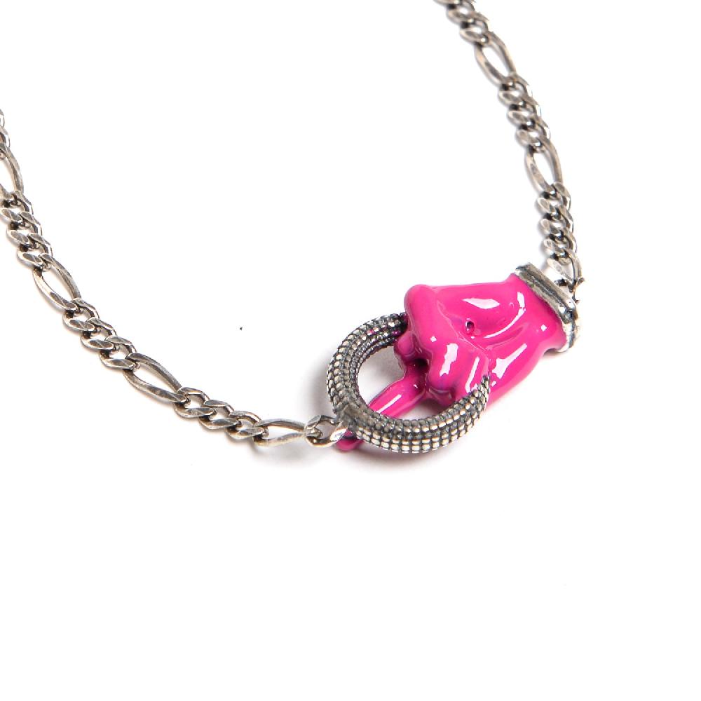 D'AMICO Bracciale Catenina Con "Fuck" Laccato Fucsia