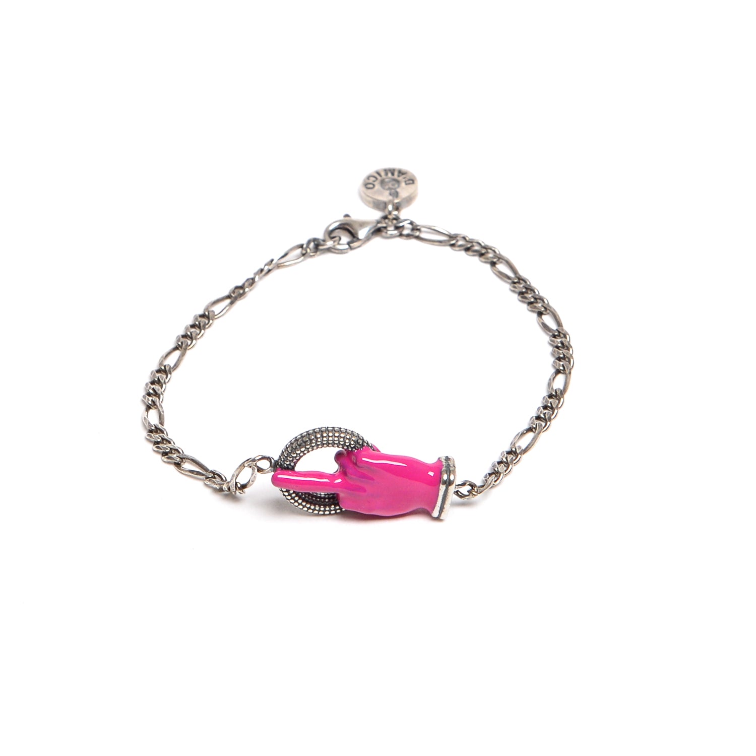 D'AMICO Bracciale Catenina Con "Fuck" Laccato Fucsia
