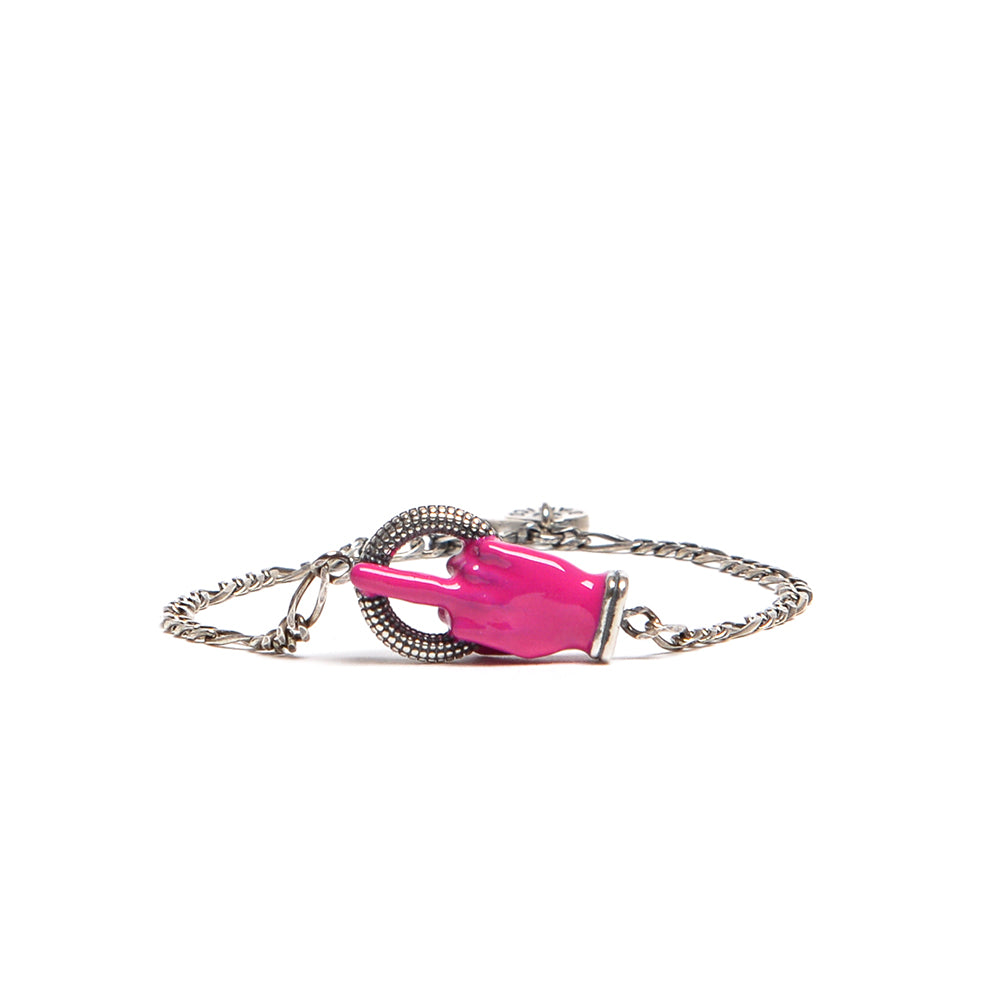 D'AMICO Bracciale Catenina con "Fuck" Laccato Fucsia