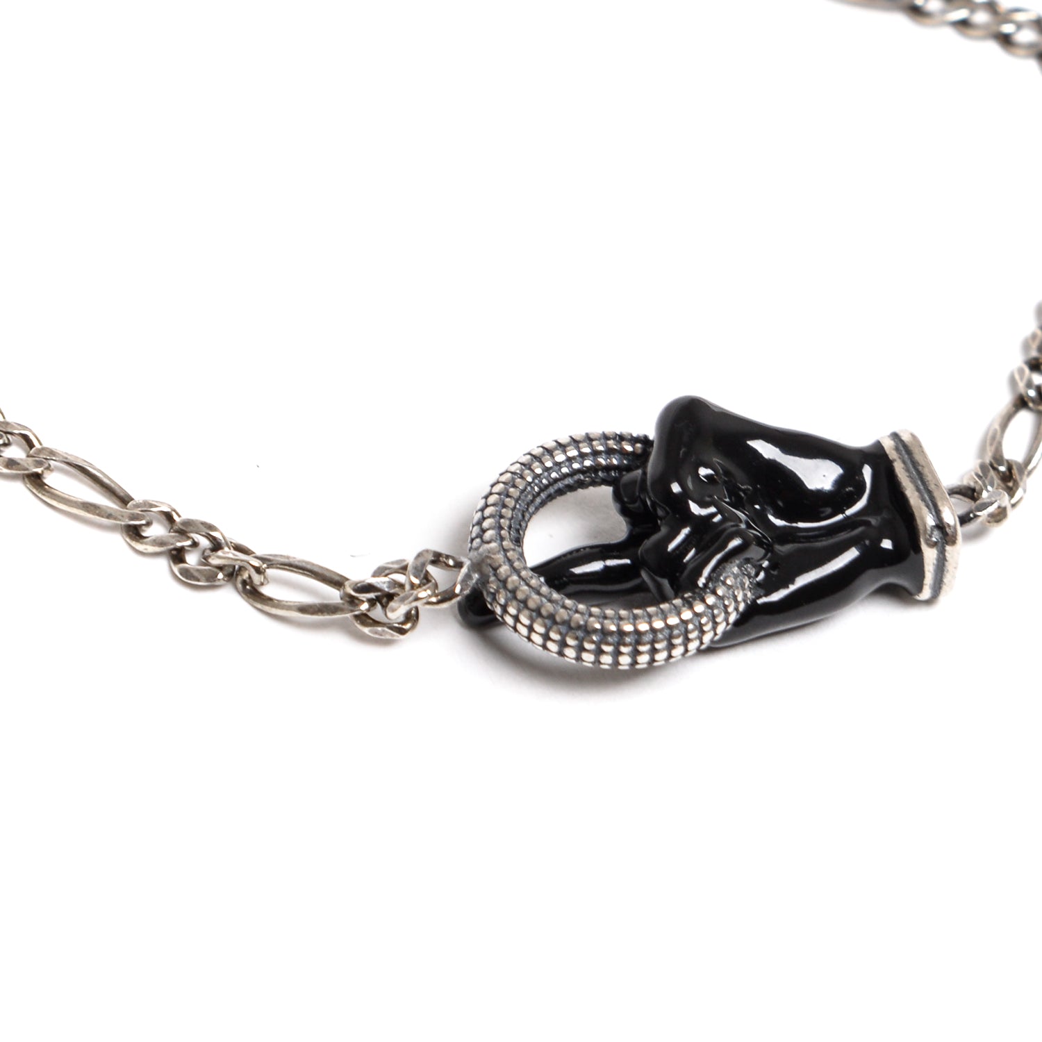 D'AMICO Bracciale Catenina Con "Fuck" Laccato Nero