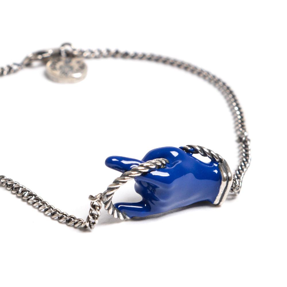 D'AMICO Bracciale Catenina Con "Horn" Laccato Blu