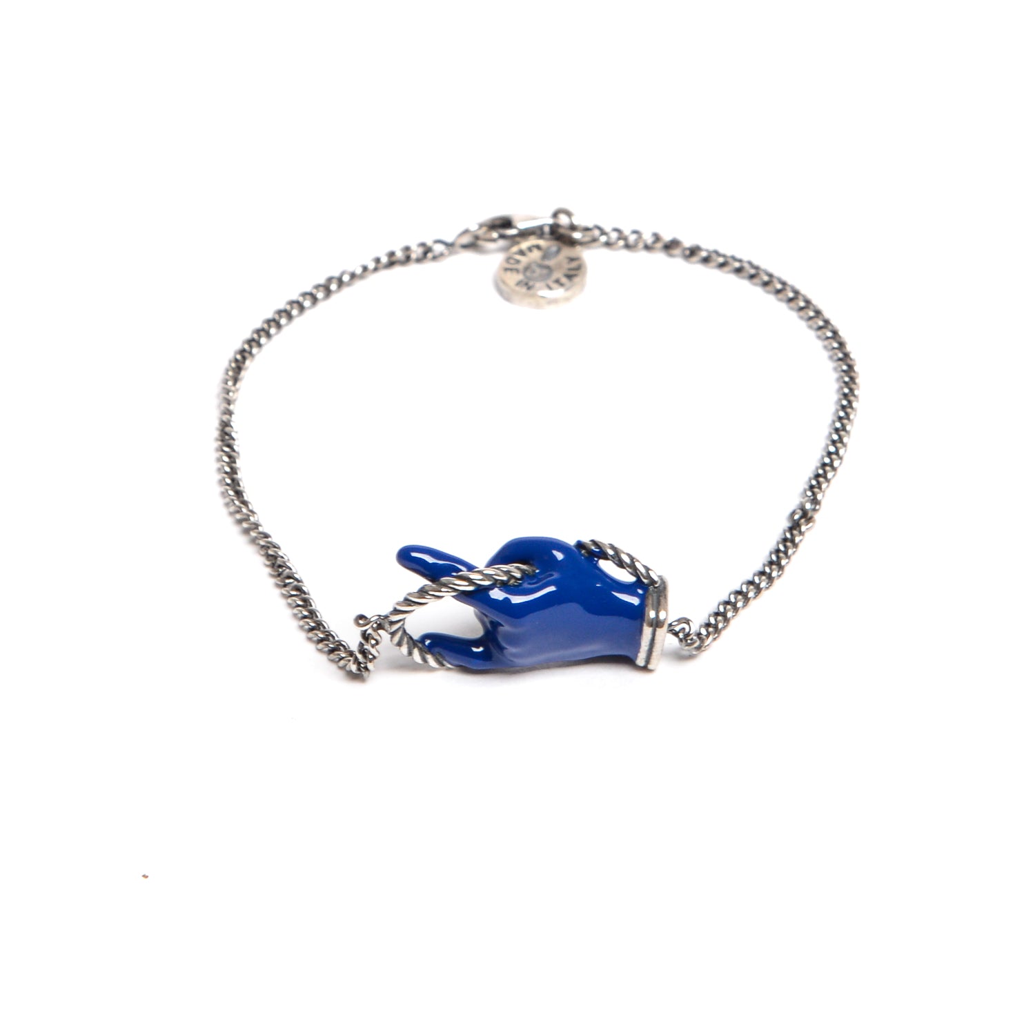 D'AMICO Bracciale Catenina Con "Horn" Laccato Blu