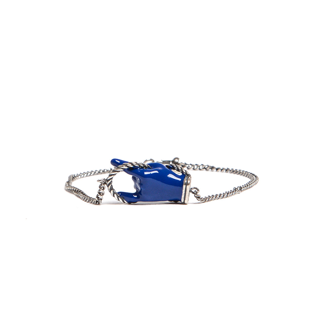 D'AMICO Bracciale Catenina con "Horn" Laccato Blu