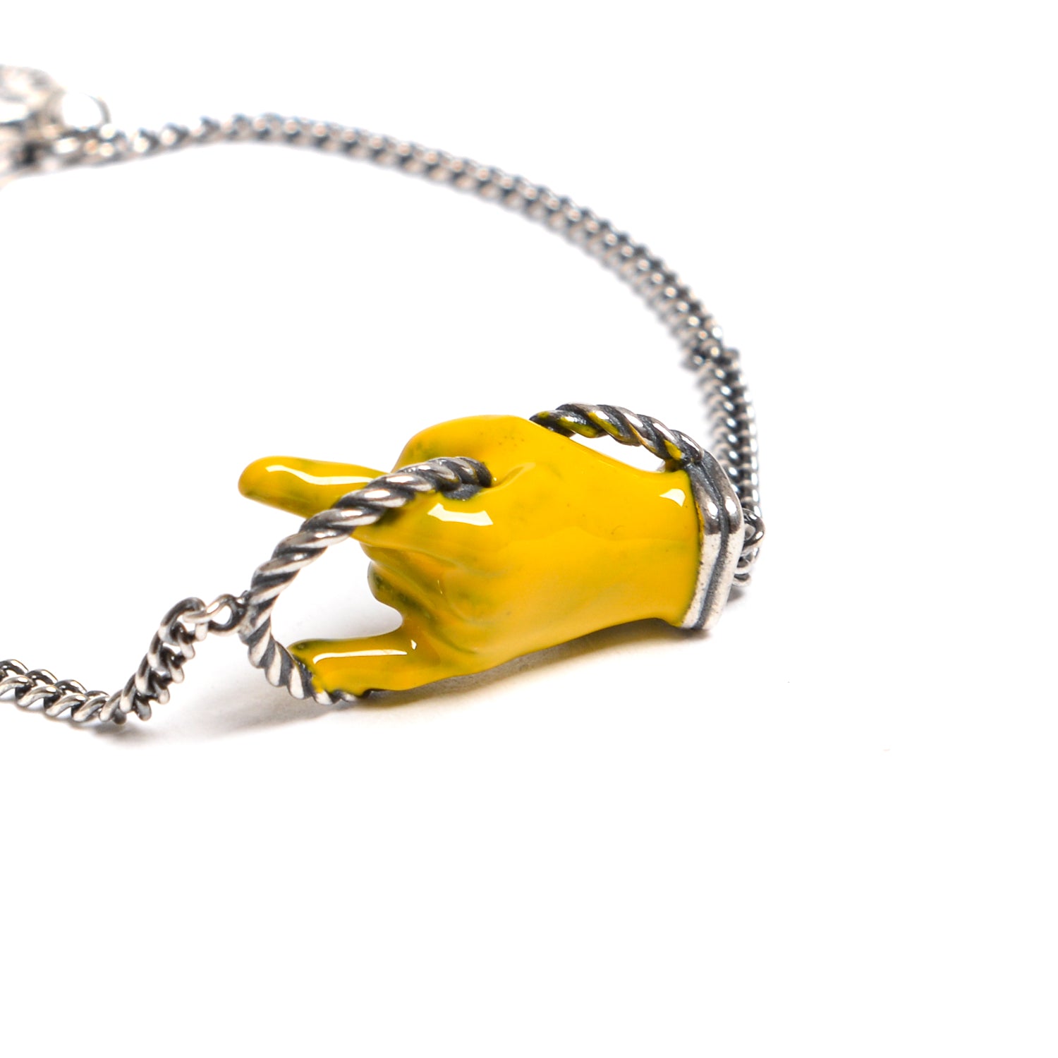 D'AMICO Bracciale Catenina Con "Horn" Laccato Giallo