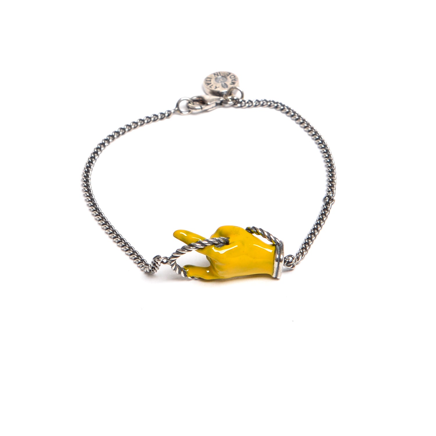 D'AMICO Bracciale Catenina Con "Horn" Laccato Giallo