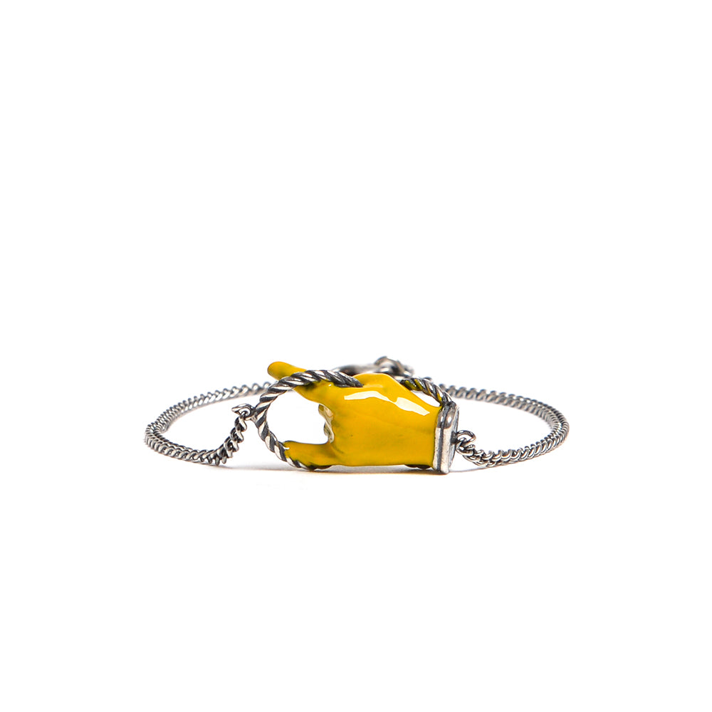 D'AMICO Bracciale Catenina con "Horn" Laccato Giallo