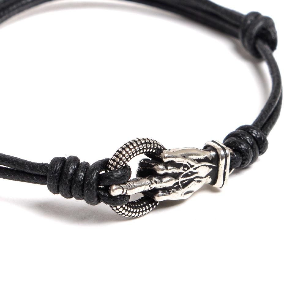 D'AMICO Bracciale Catenina Cordone Cerato + "Fuck"