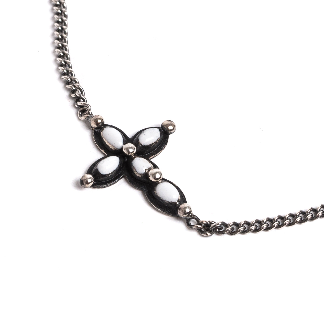 D'AMICO Bracciale Catenina + Croce Smaltata Avorio