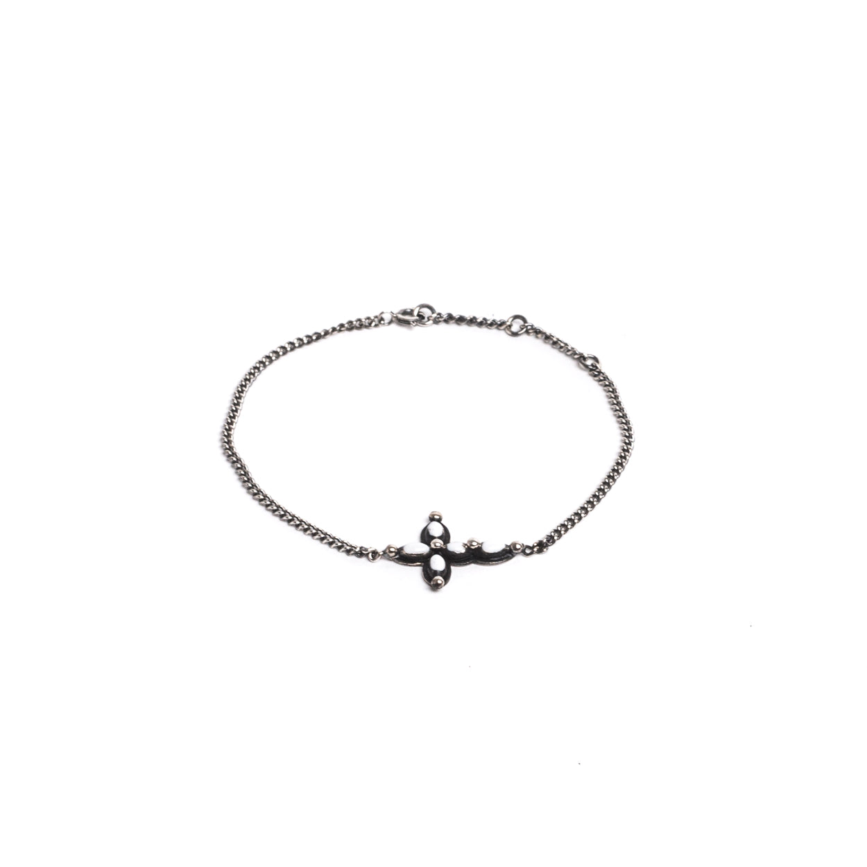 D'AMICO Bracciale Catenina + Croce Smaltata Avorio