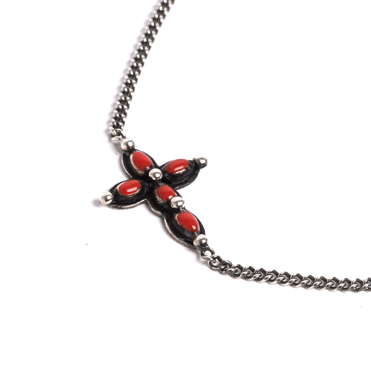 D'AMICO Bracciale Catenina + Croce Smaltata Corallo