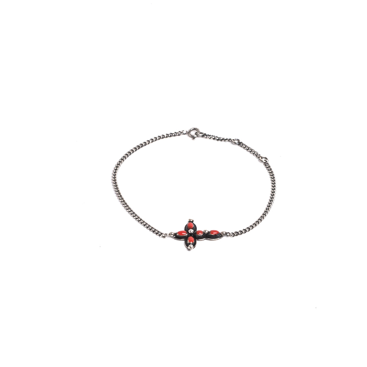 D'AMICO Bracciale Catenina + Croce Smaltata Corallo