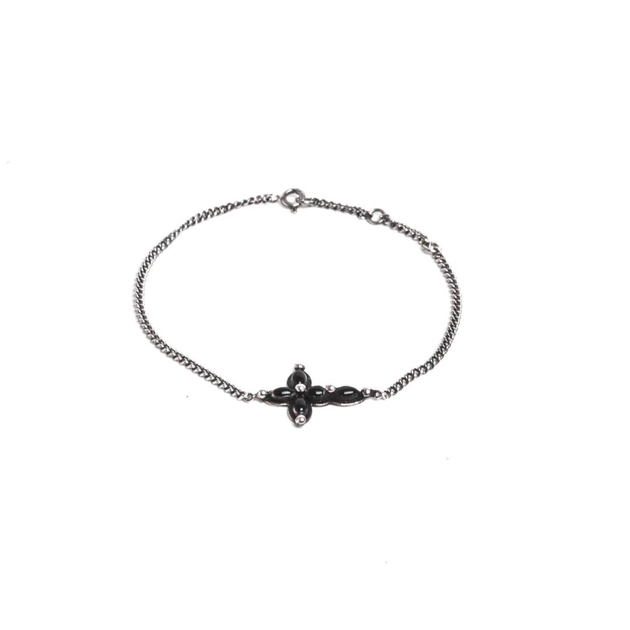 D'AMICO Bracciale Catenina + Croce Smaltata Nero