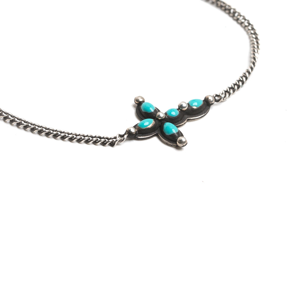 D'AMICO Bracciale Catenina + Croce Smaltata Turchese