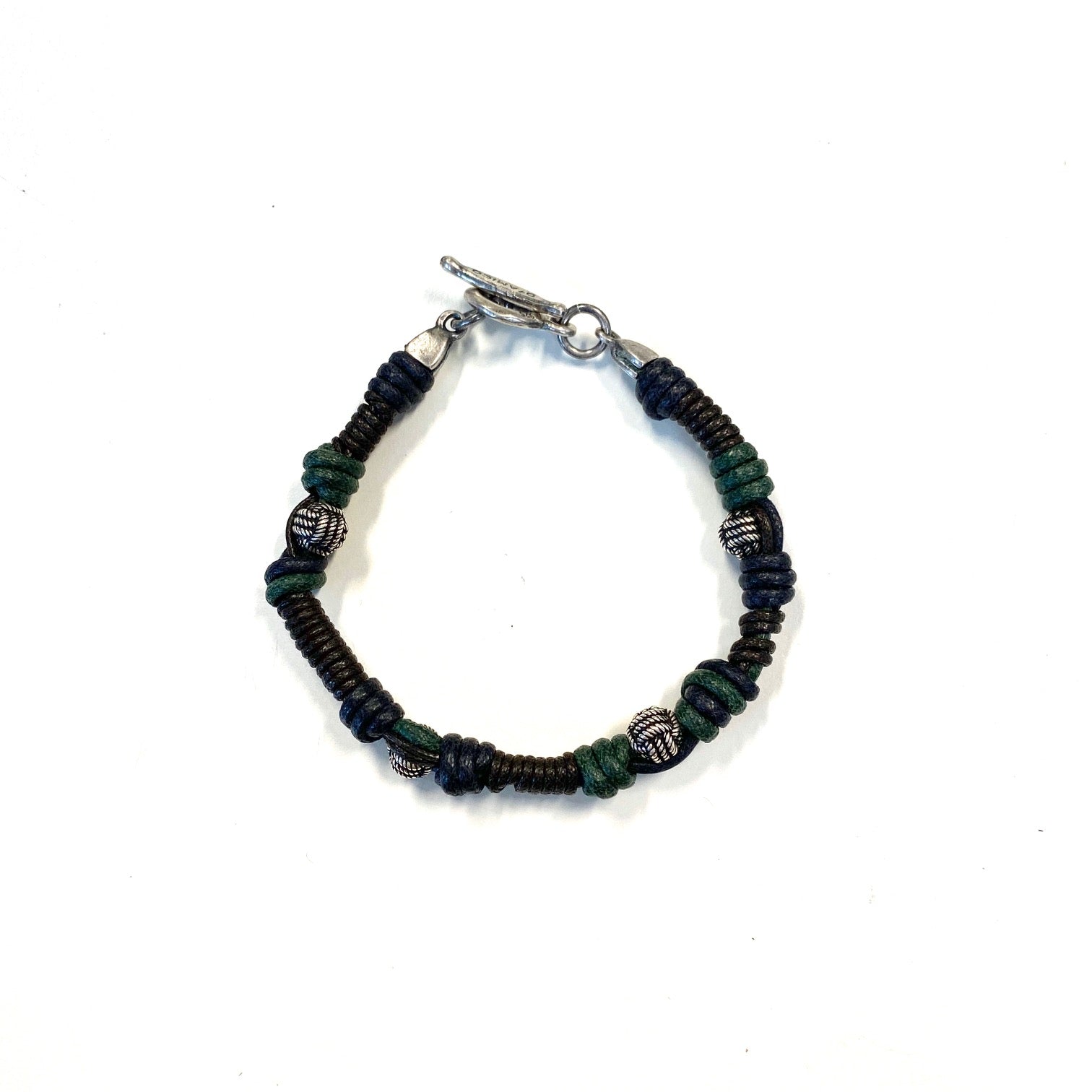 D'AMICO Bracciale Cotone Cerato + Palline Nodi