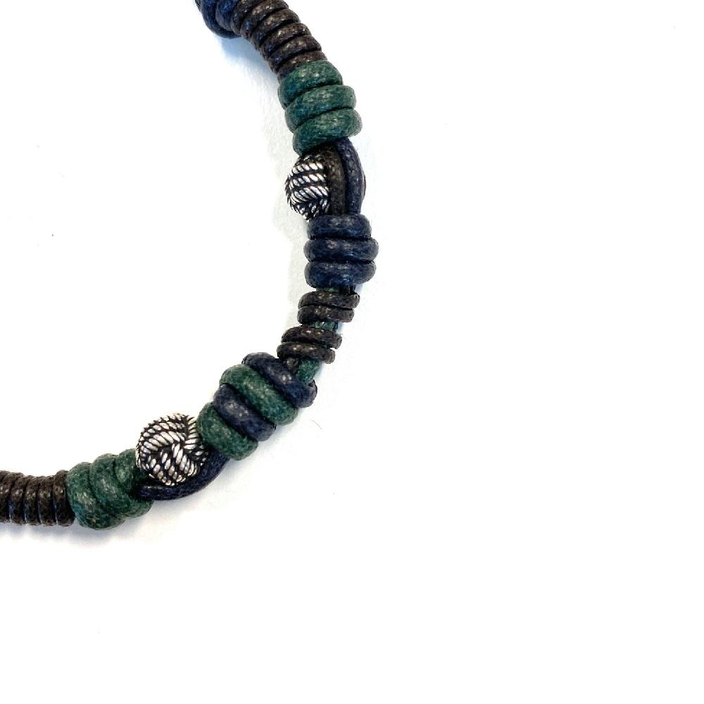 D'AMICO Bracciale Cotone Cerato + Palline Nodi