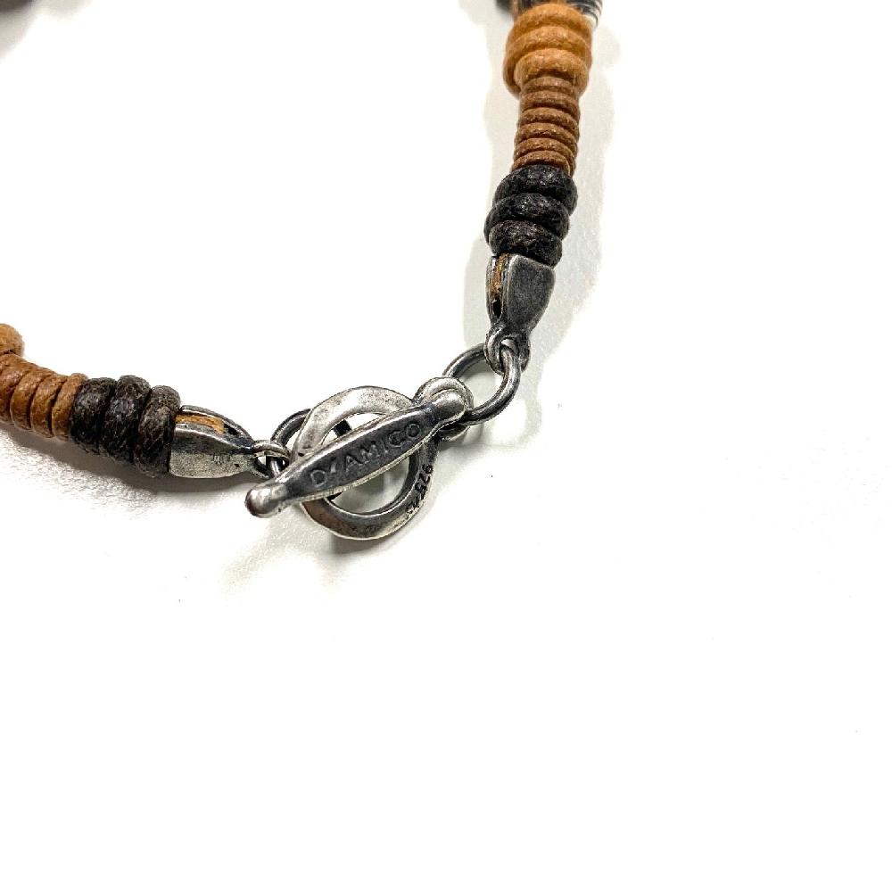 D'AMICO Bracciale Cotone Cerato + Palline Righe