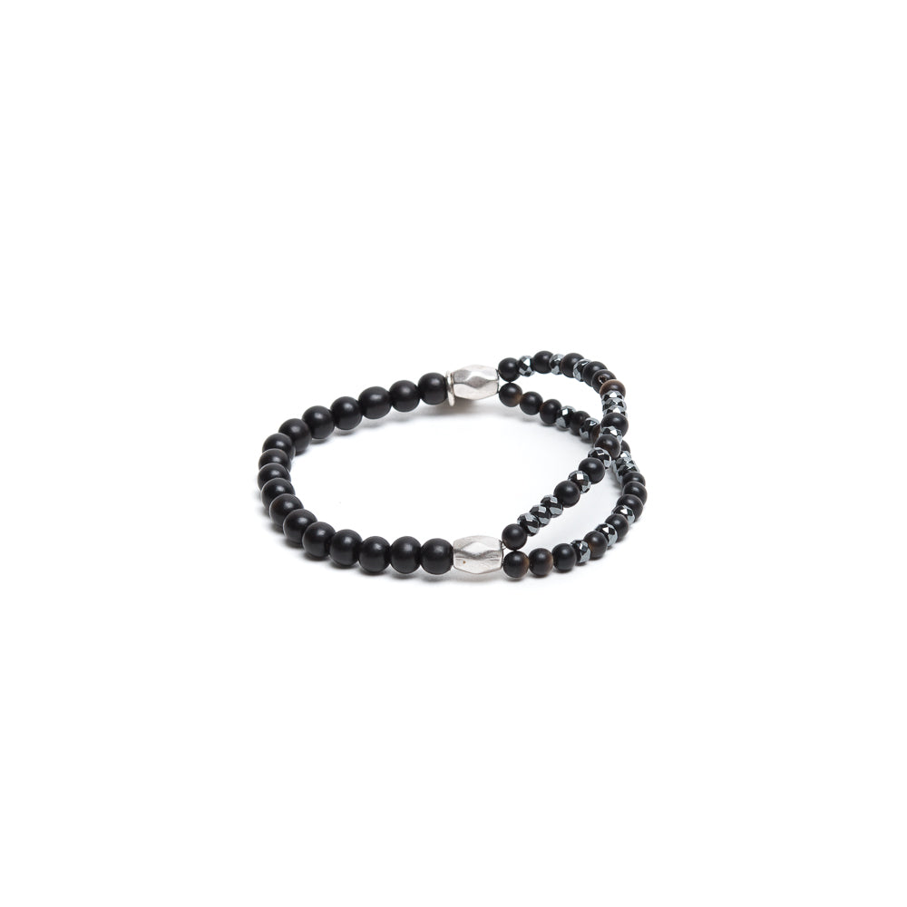 D'AMICO Bracciale Doppio EbanoEmatite Nera