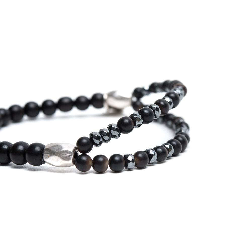 D'AMICO Bracciale Doppio EbanoEmatite Nera