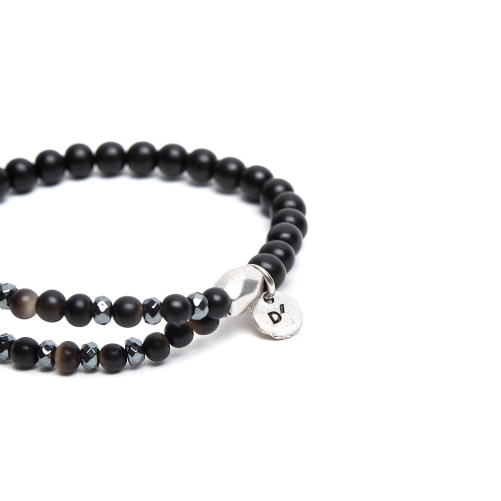 D'AMICO Bracciale Doppio EbanoEmatite Nera