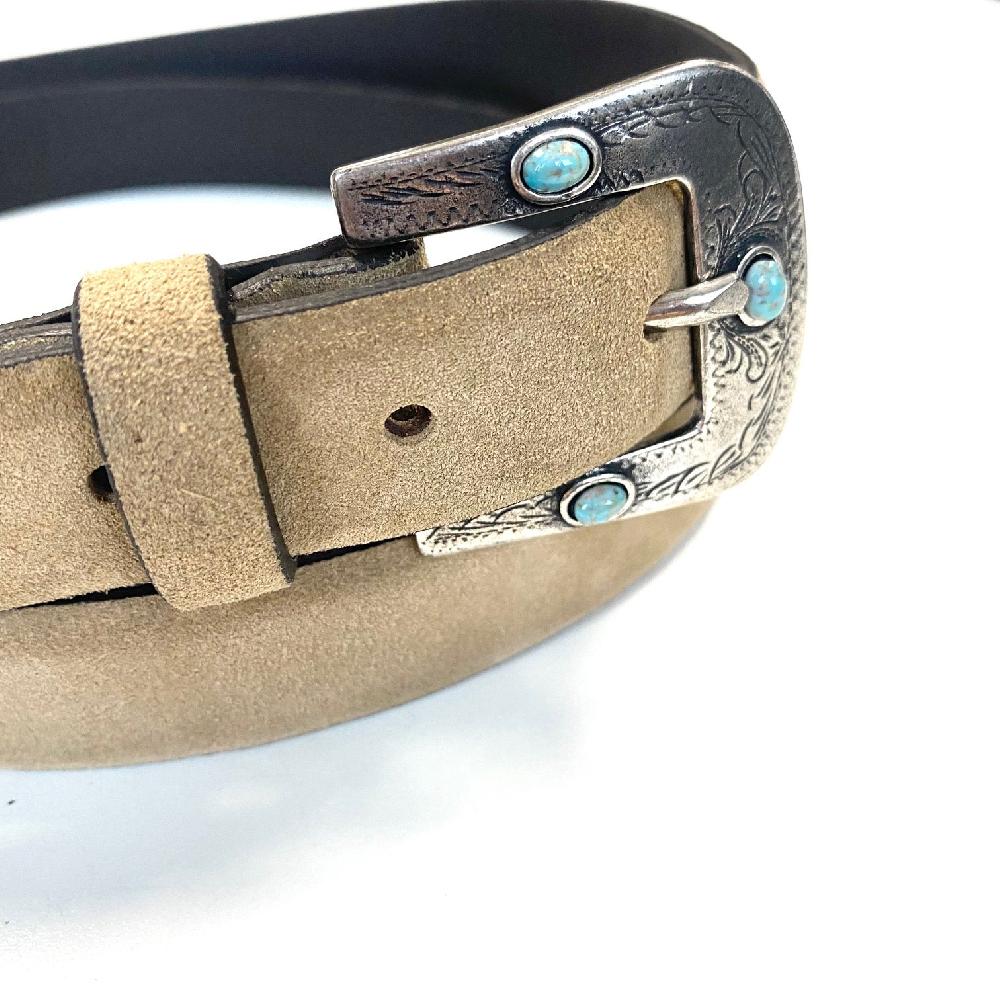 D'AMICO Cintura Camox Suede Fibbia Texas Turchesi