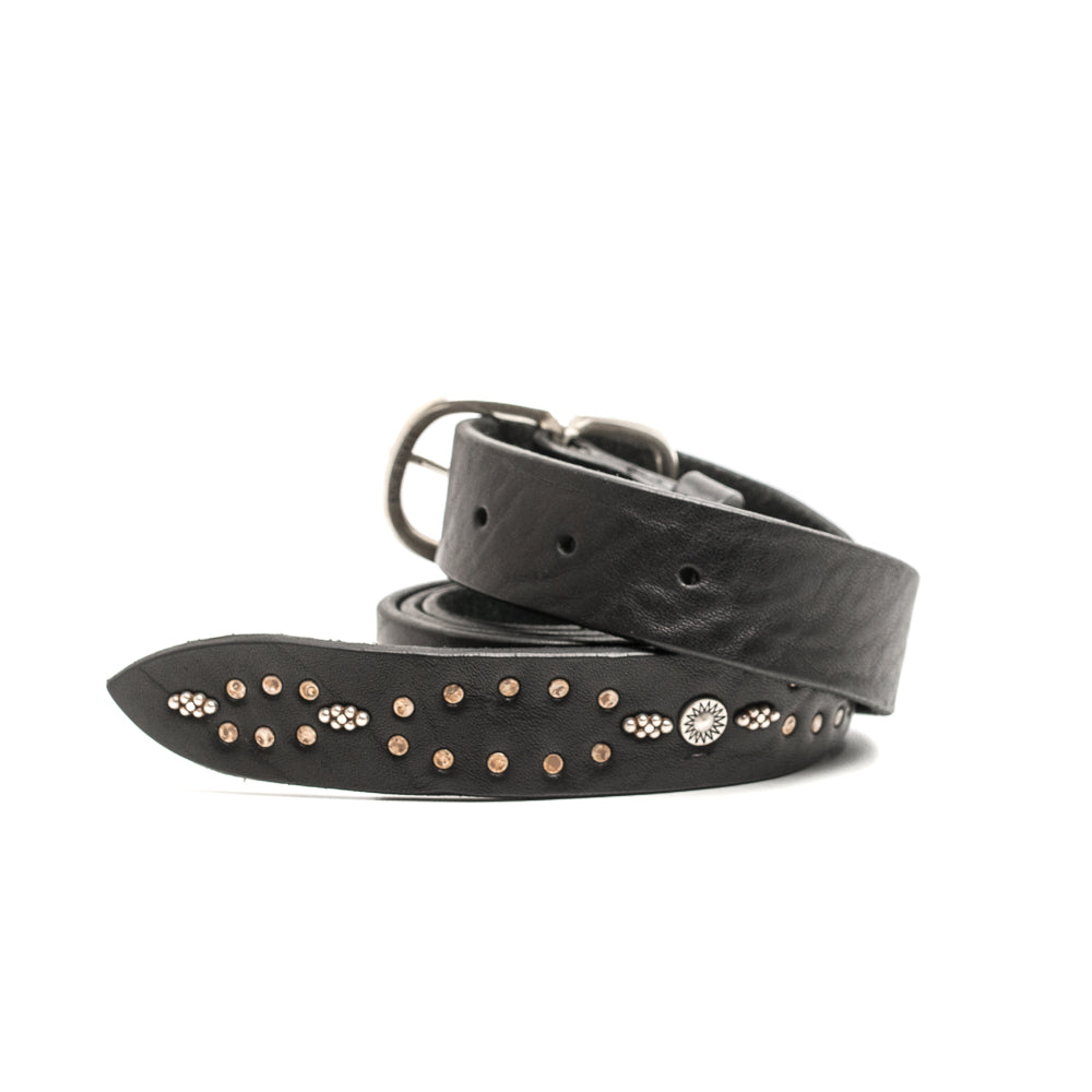 D'AMICO Cintura Cuoio Butter + Borchie Nero