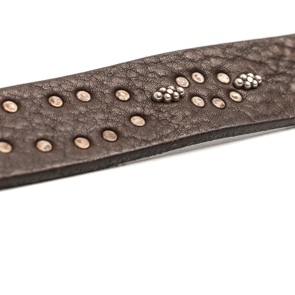 D'AMICO Cintura Cuoio Butter + Borchie Testa Moro