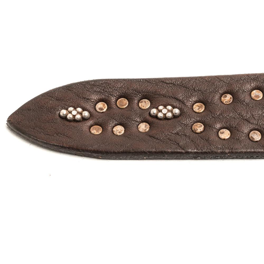 D'AMICO Cintura Cuoio Butter + Borchie Testa Moro