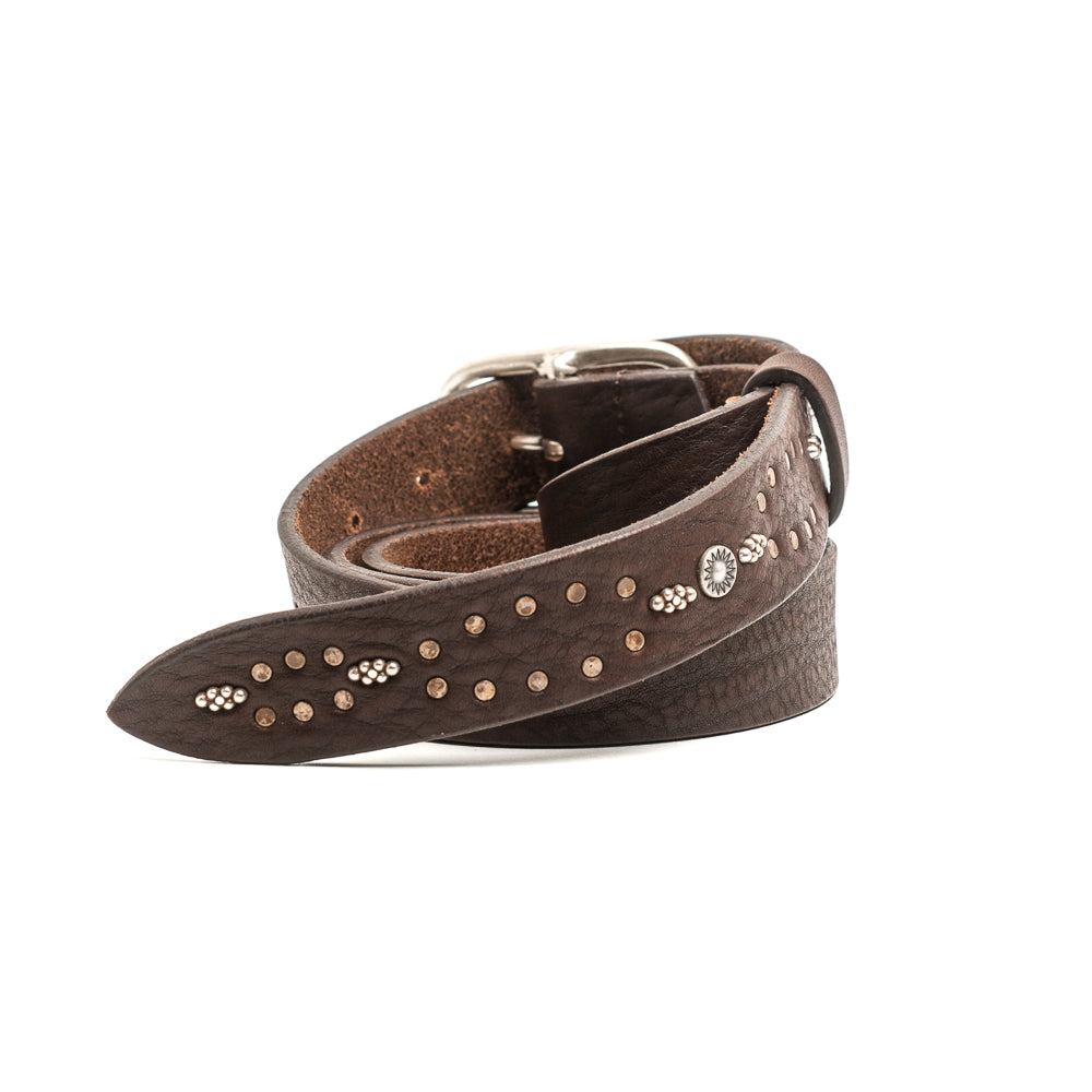 D'AMICO Cintura Cuoio Butter + Borchie Testa Moro