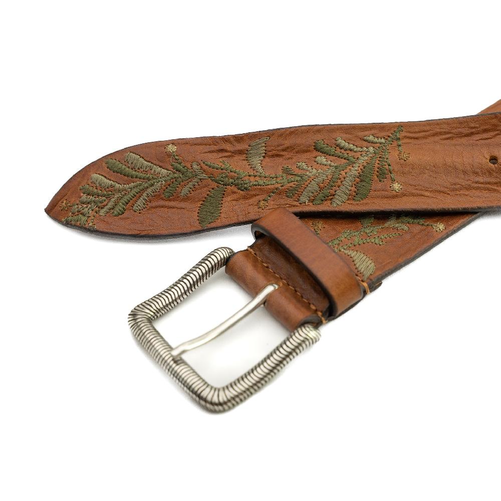 D'AMICO Cintura Cuoio David Ricamato