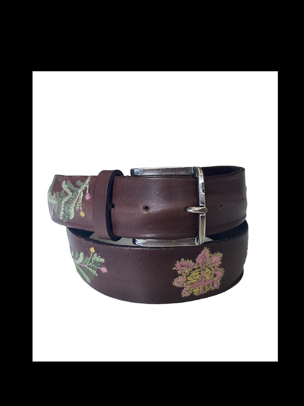 D'AMICO Cintura Cuoio David Ricamato