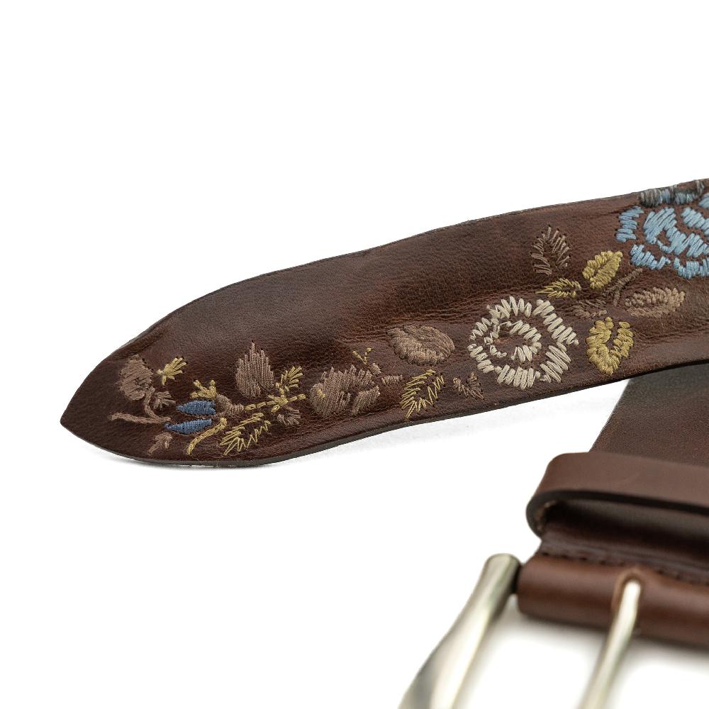 D'AMICO Cintura Cuoio David Ricamato