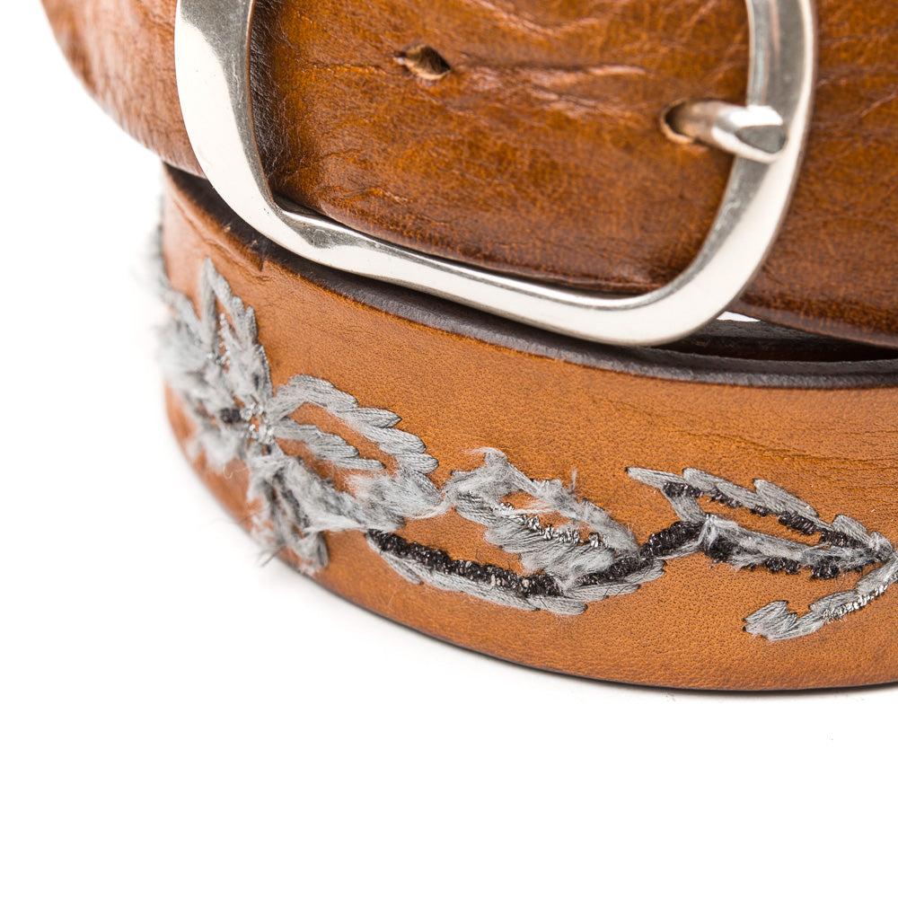 D'AMICO Cintura Cuoio Stone Ricamato