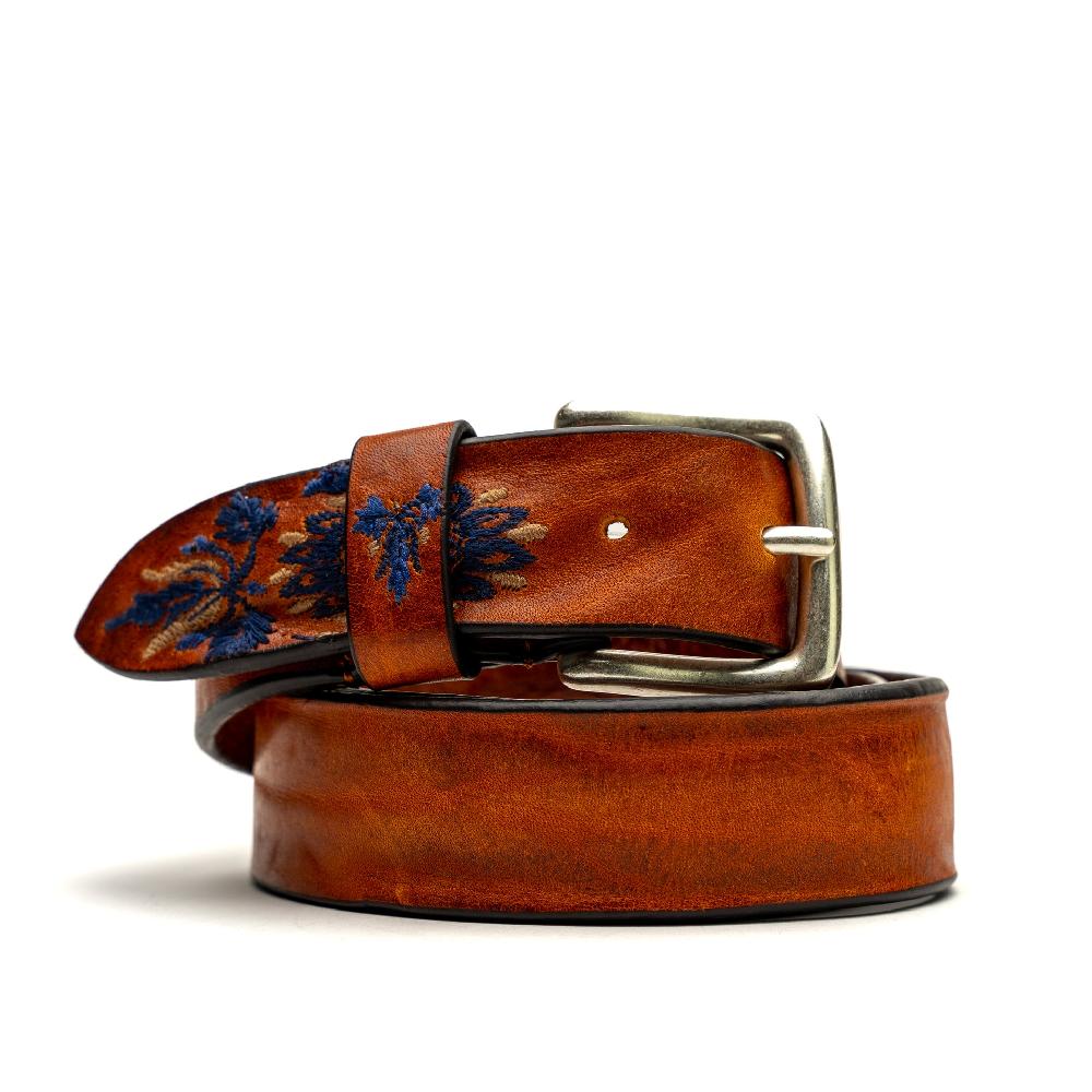 D'AMICO Cintura Cuoio Vintage Floral Blue