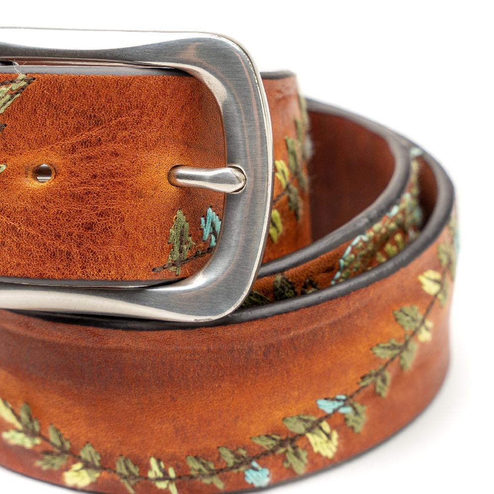 D'AMICO Cintura Cuoio Vintage Floral Turchese