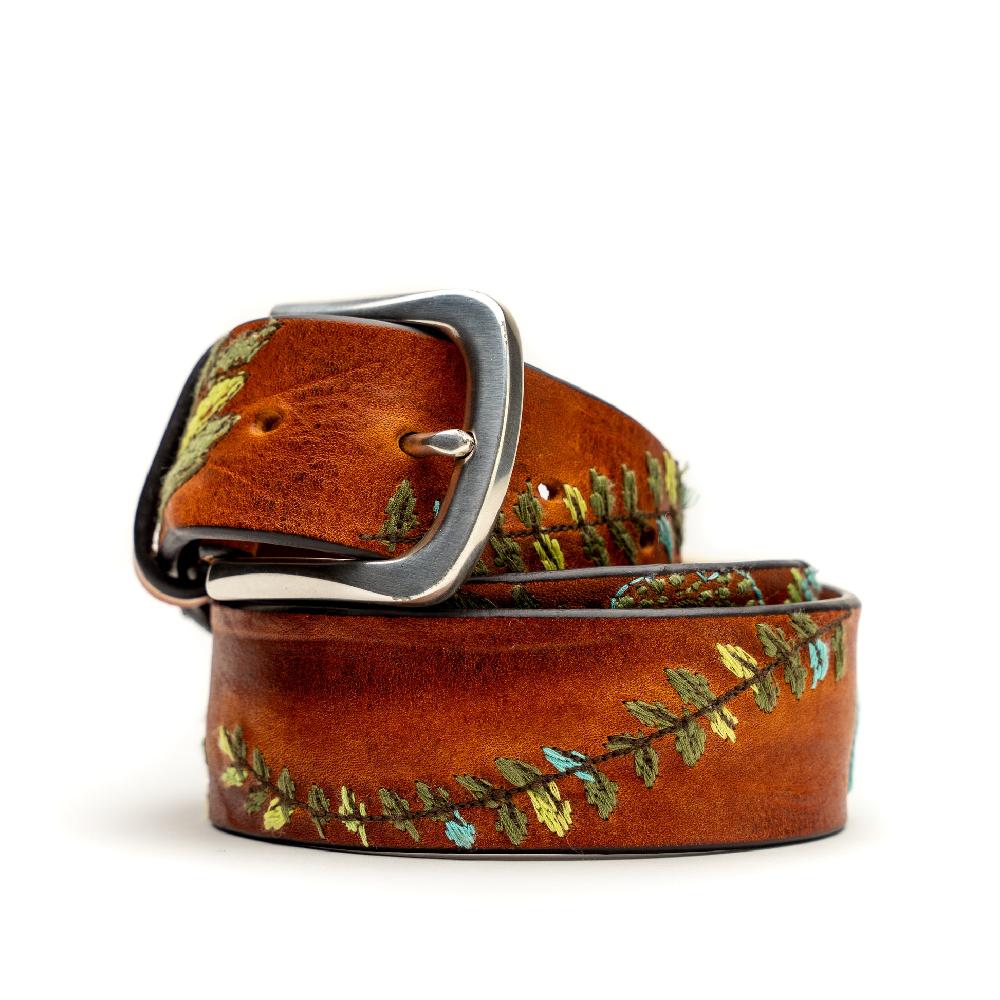 D'AMICO Cintura Cuoio Vintage Floral Turchese