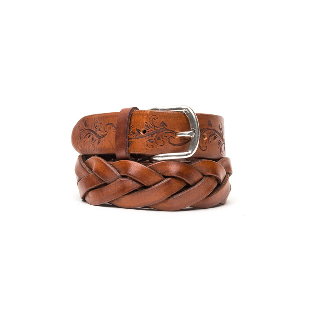 D'AMICO Cintura Intreccio Bufalo Laserato Floreale