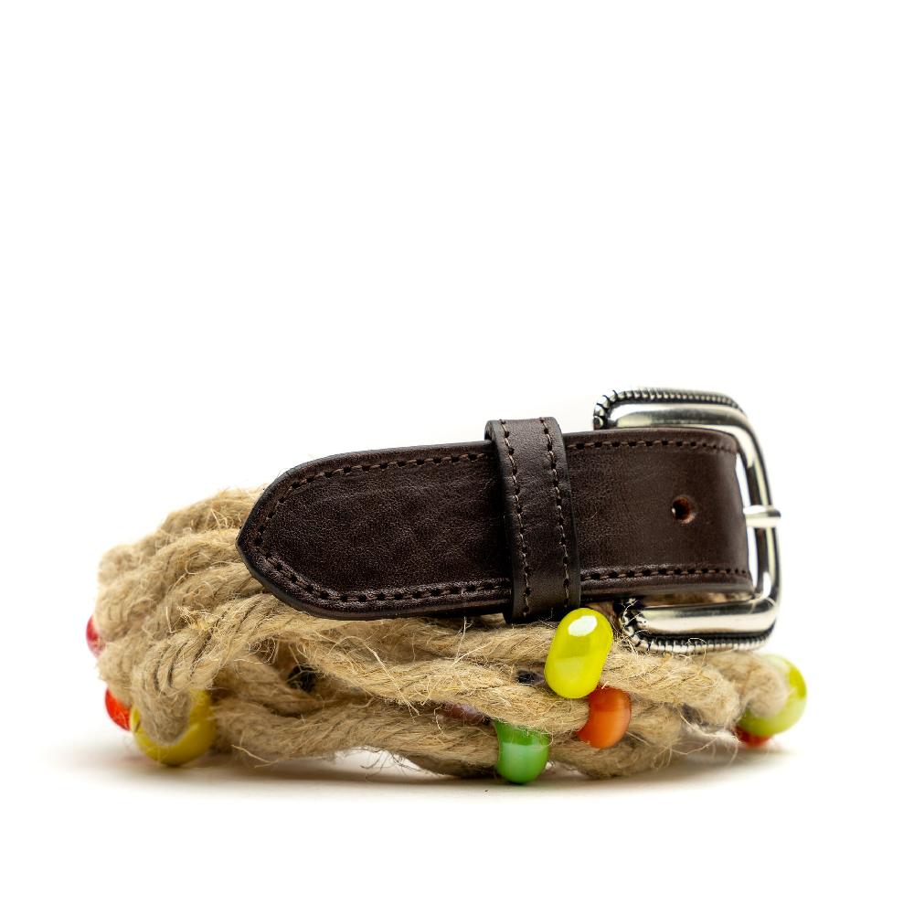 D'AMICO Cintura Juta E Cuoio Testa Moro