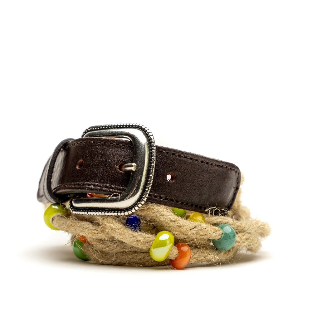 D'AMICO Cintura Juta E Cuoio Testa Moro