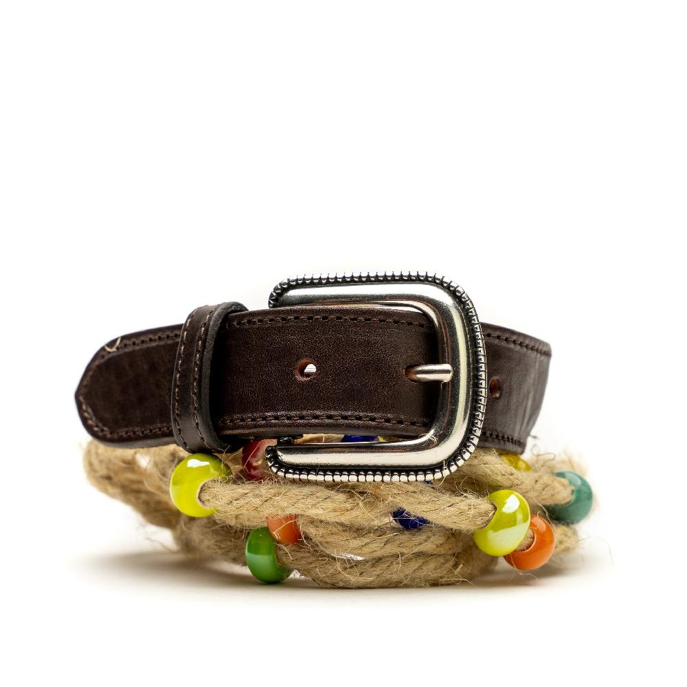 D'AMICO Cintura Juta e Cuoio Testa Moro