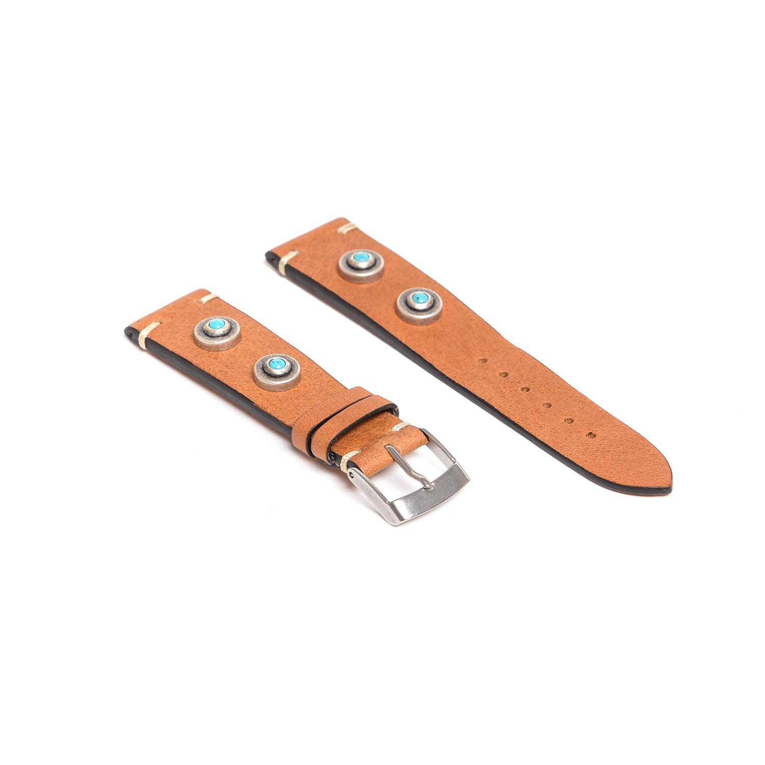 D'AMICO Cinturino Cuoio + Borchie Turchesi