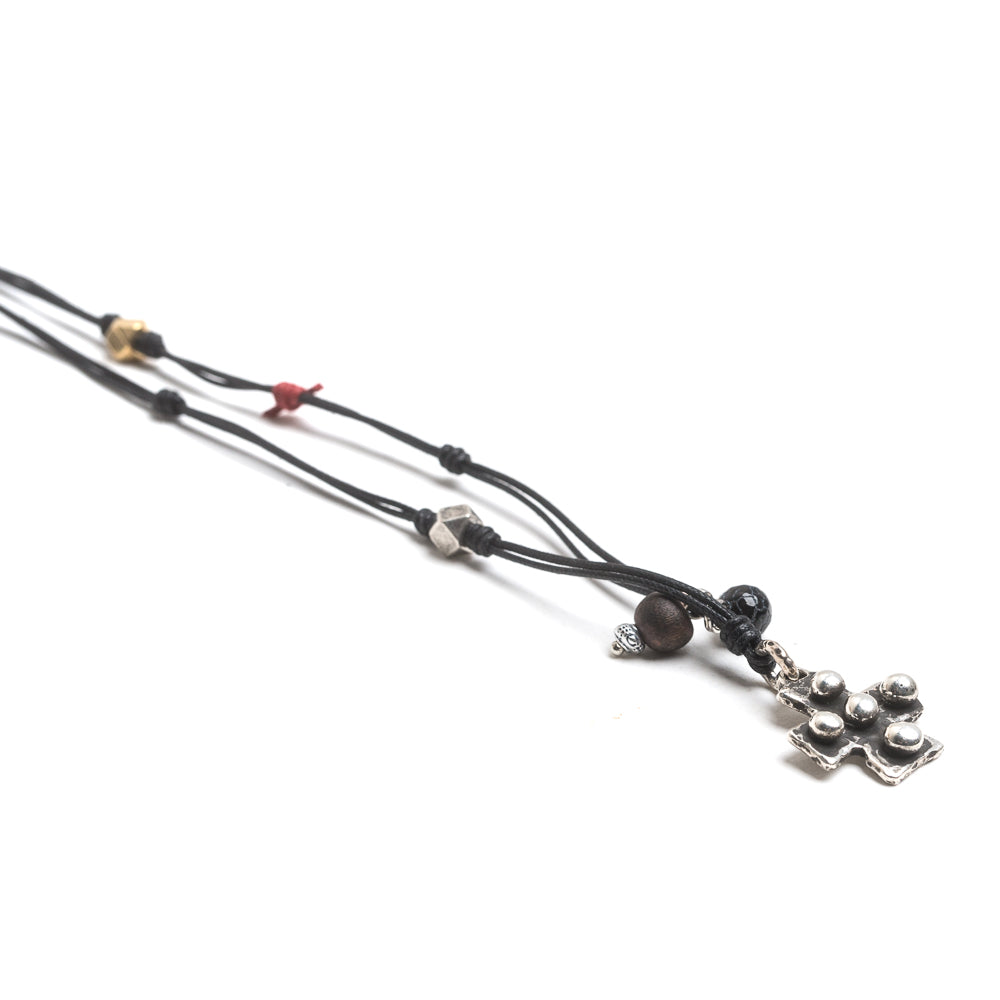 D'AMICO Collana Filo Cerato + Croce Medievale