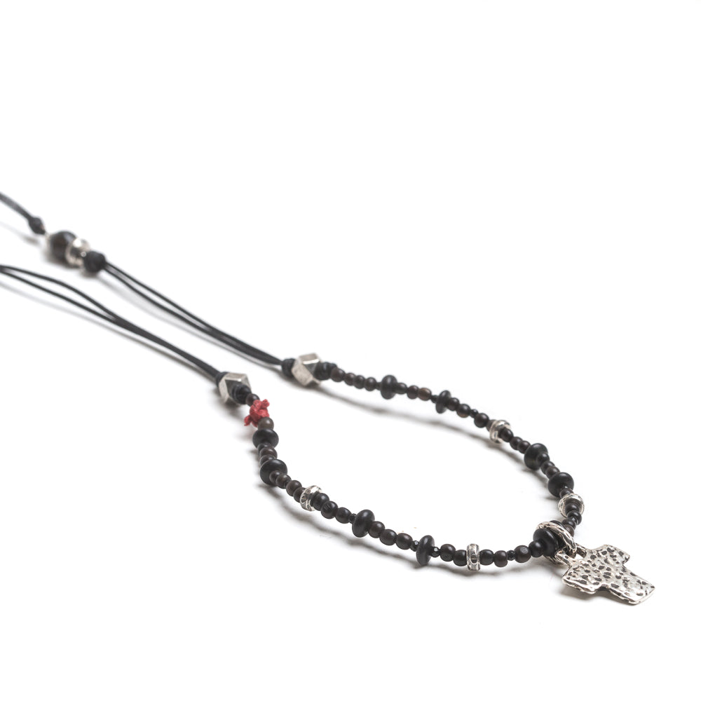 D'AMICO Collana Filo + Corno + Croce Latina