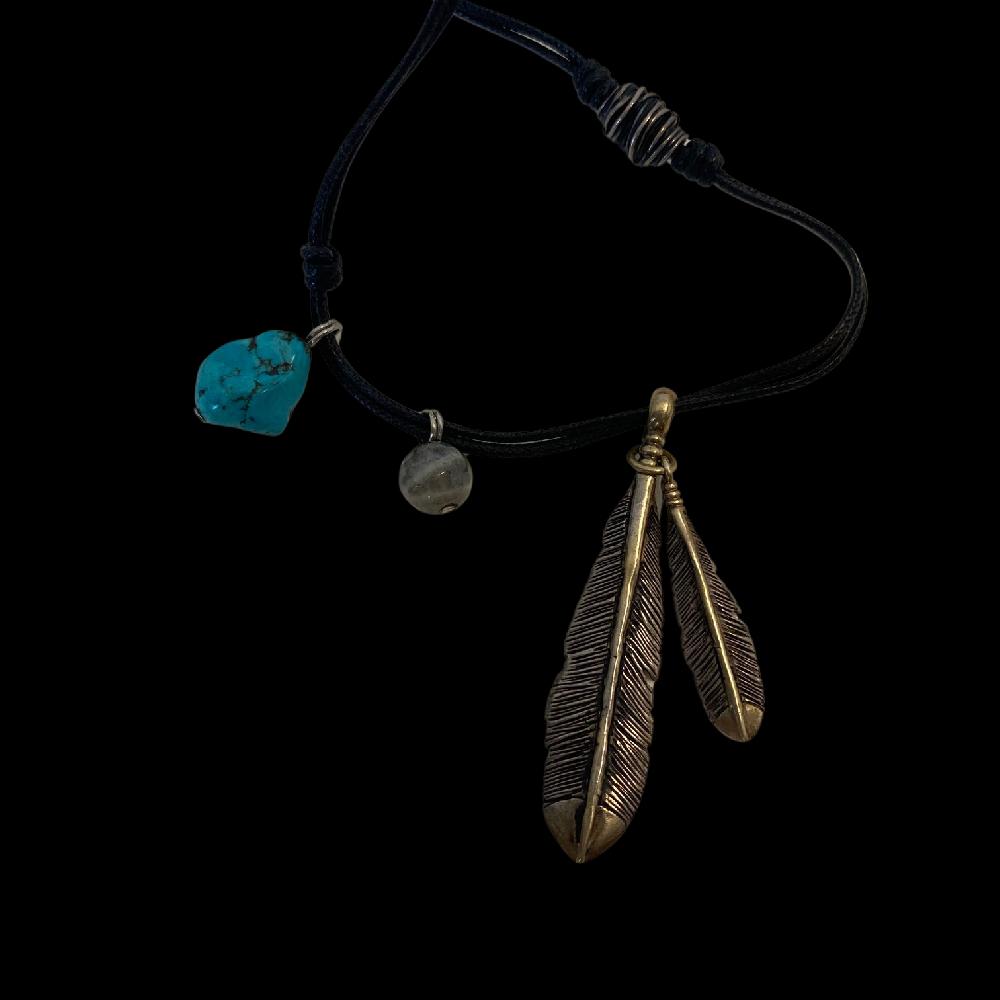 D'AMICO Collana Piume Arg925 Con Turchesi