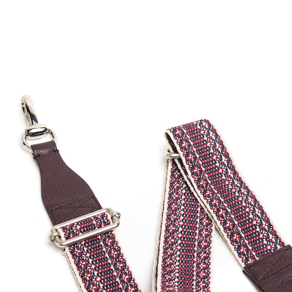 D'AMICO Tracolla Nastro Etnico Spigato Multicolore + Stampa Alce Testa Moro