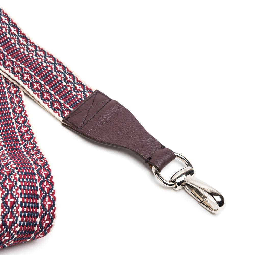 D'AMICO Tracolla Nastro Etnico Spigato Multicolore + Stampa Alce Testa Moro