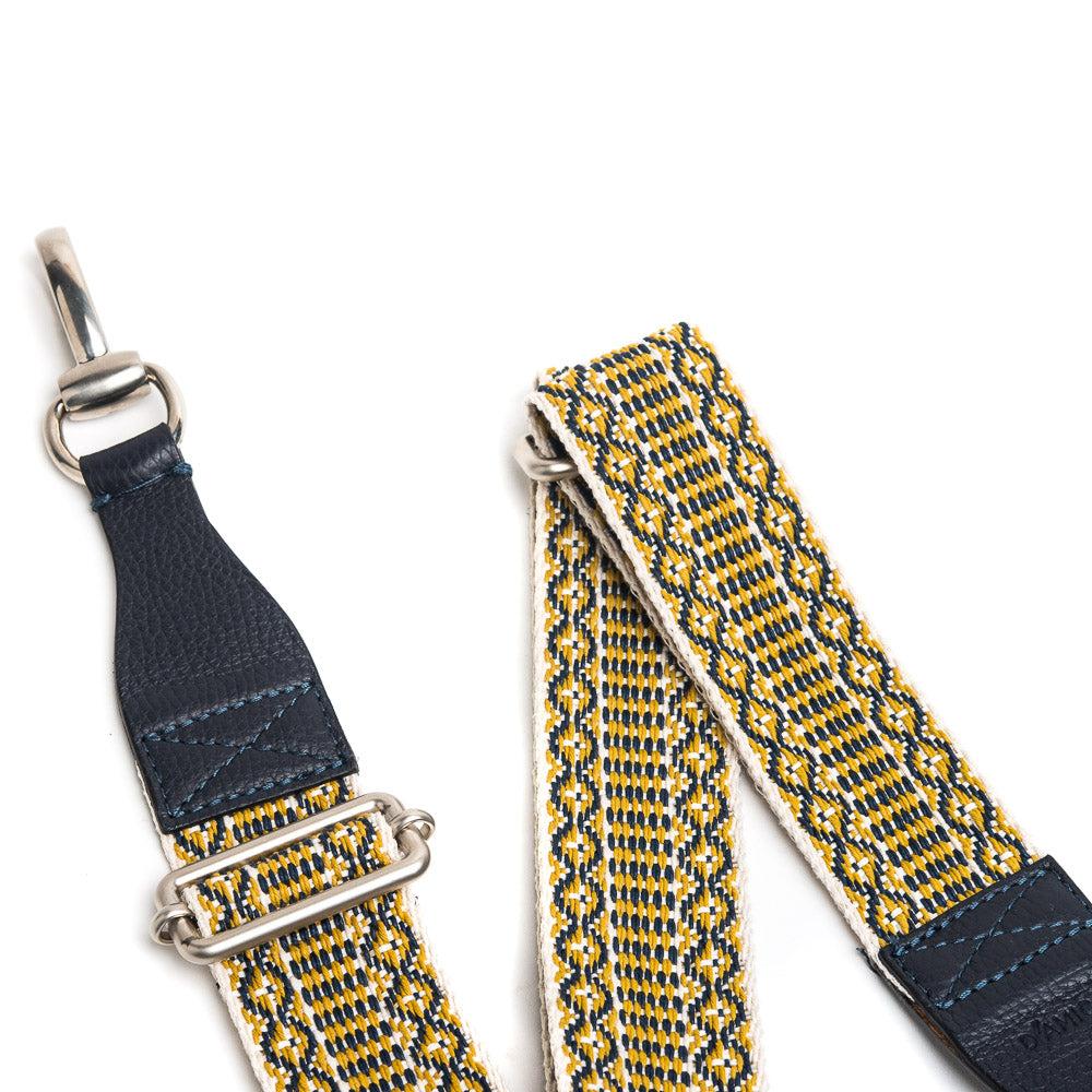 D'AMICO Tracolla Nastro Etnico Spigato Multicolore + Stampa Alce Blu