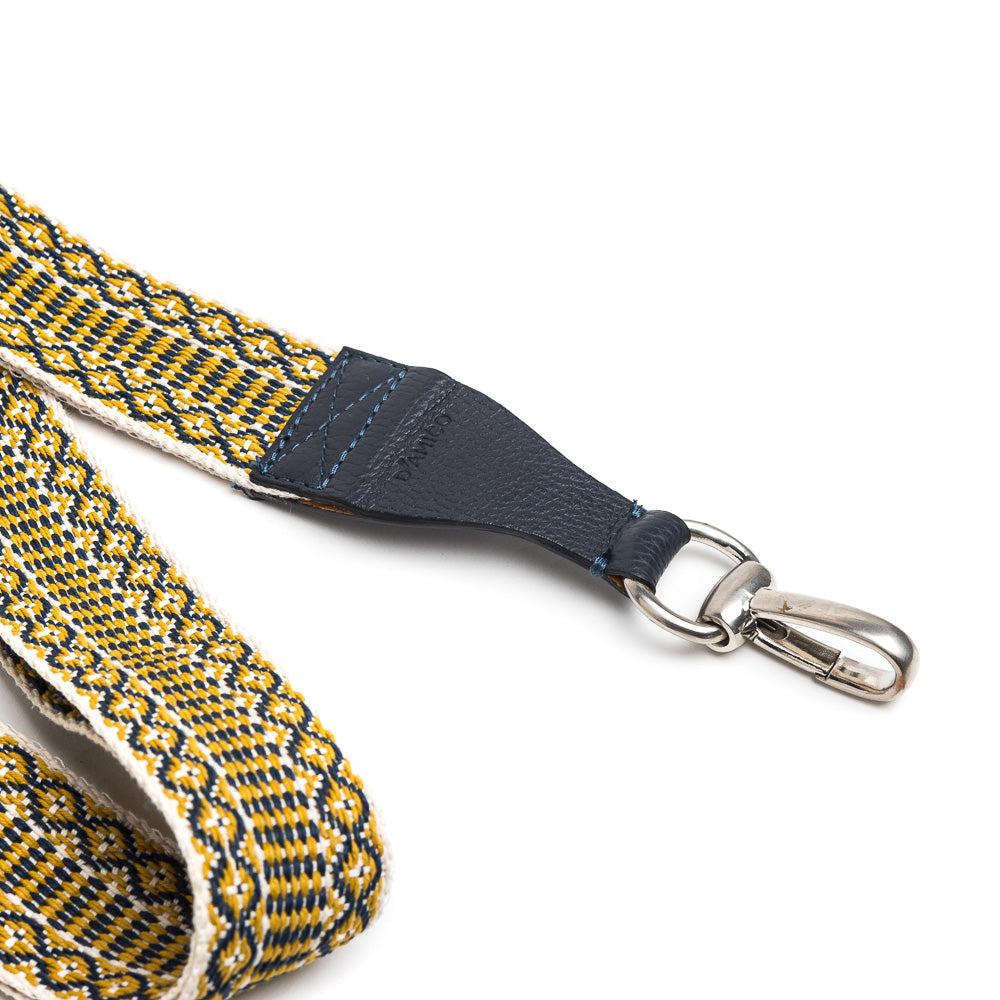 D'AMICO Tracolla Nastro Etnico Spigato Multicolore + Stampa Alce Blu