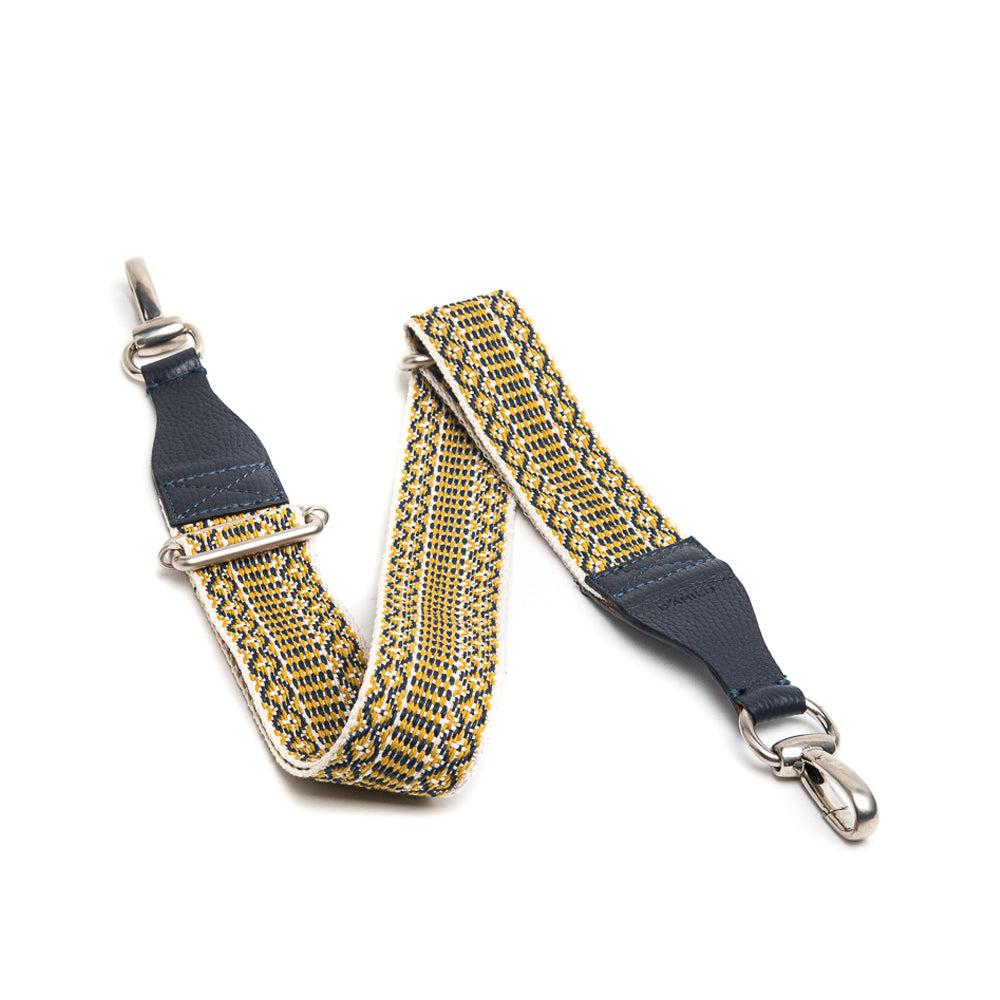 D'AMICO Tracolla Nastro Etnico Spigato Multicolore + Stampa Alce Blu