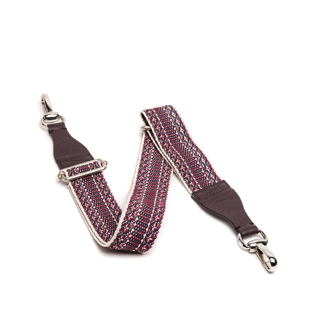 D'AMICO Tracolla Nastro Etnico Spigato Multicolore + Stampa Alce Testa Moro